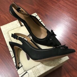 Talbots Pointy Leather Slingback Heels With Tassel